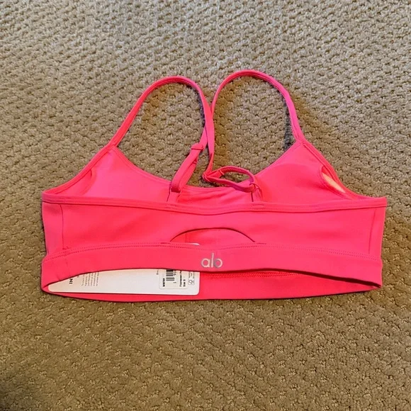 Alo Airlift Intrigue Bra Fluorescent Pink Coral S - Picture 5 of 6